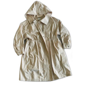 Club Monaco Raincoat Trench Women Sz L Ivory Zipper Closure Detailed Zipped Hood